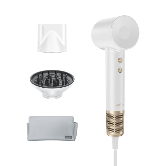 Laifen Swift Premium Hair Dryer, 110,000 RPM Ionic Blow Dryer, Bag & Attachments - White
