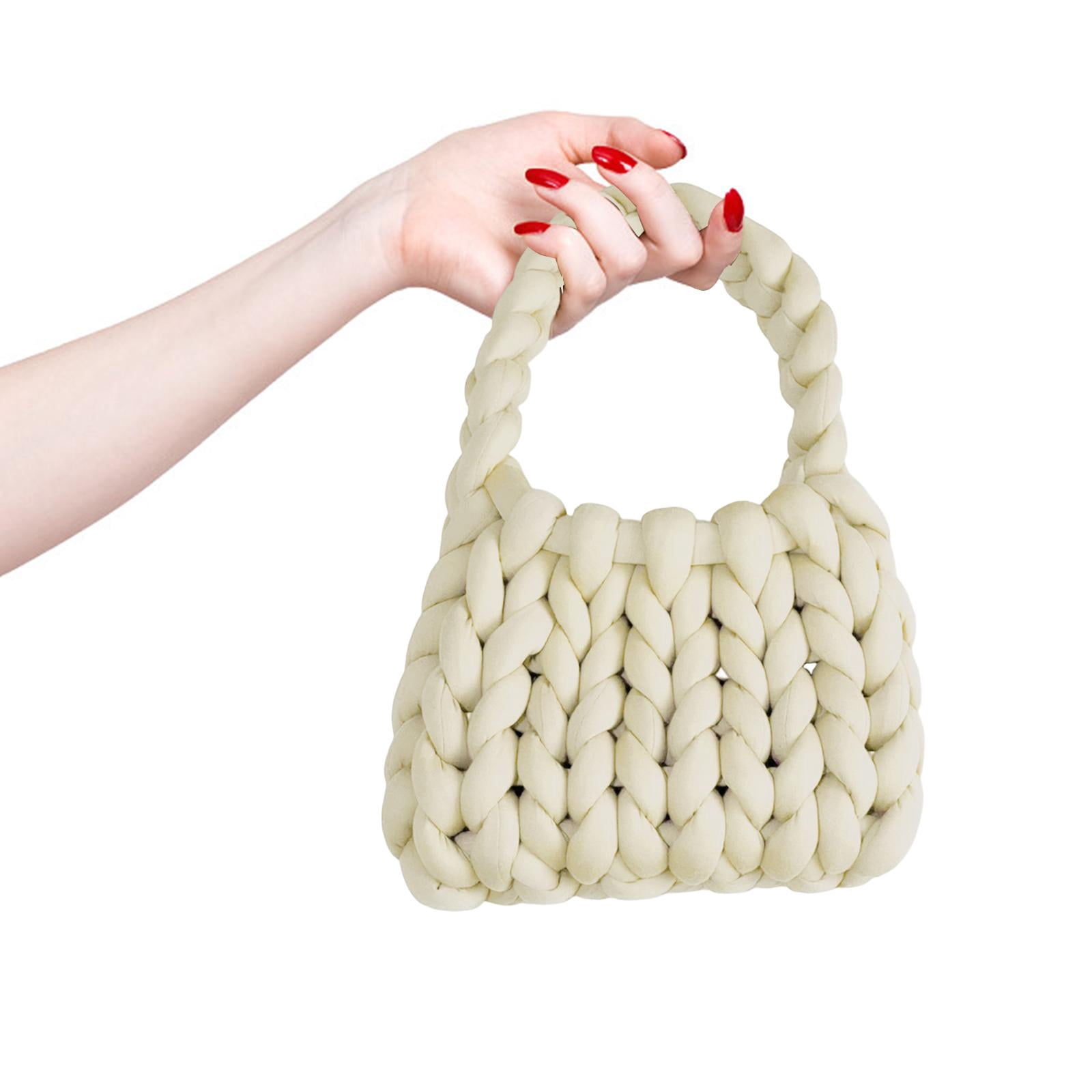 FVDPWYE Women Crochet Bag Clutch Purse Female Shopping Bag Knit Clutch Wallet Knit Purse white
