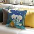 thumbnail image 3 of Creowell Koala Bear Campfire Storybook Pillow Cover 100% Linen Home Decor 20x20in, 3 of 5