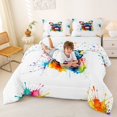 thumbnail image 3 of Homewish Watercolor French Bulldog Queen Comforter Set,Cute Pet Dog Comforter Sets Queen,White,Colorful Stars Reversible,3 Pieces,1 Comforter and 2 Pillowcases, 3 of 7