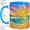 Blue, variant on Sunrise Wave Coffee Mug, Stained Glass Ocean Art, Coastal Daily Tea Sips