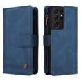 thumbnail image 3 of Case for Samsung Galaxy S21 Ultra 5G Cover Zipper Pocket Wallet Case Magnetic Protective - Blue, 3 of 5