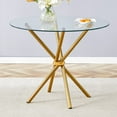 thumbnail image 2 of Tcbosik Round Tempered Glass Dining Table for 2-4 Person, 36.6 inch Small Kitchen Table with Metal Legs for Living Room, Gold, 2 of 8