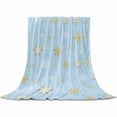 thumbnail image 2 of Christmas Gold Throw Flannel Blanket 50x60In and White Snowflake Light Blue Super Soft Cozy Bed Blanket, Lightweight Plush Fuzzy Bed Throw for Bedroom Sofa Couch Living Room, 2 of 4