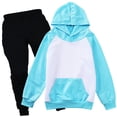 thumbnail image 4 of Toddler Girls Clothes Fall Outfits Kids Color Block Hoodie Long Sleeve Pullover Sweatshirt Solid Pants 2 Piece School Outfit Set Size 3-4T, 4 of 4