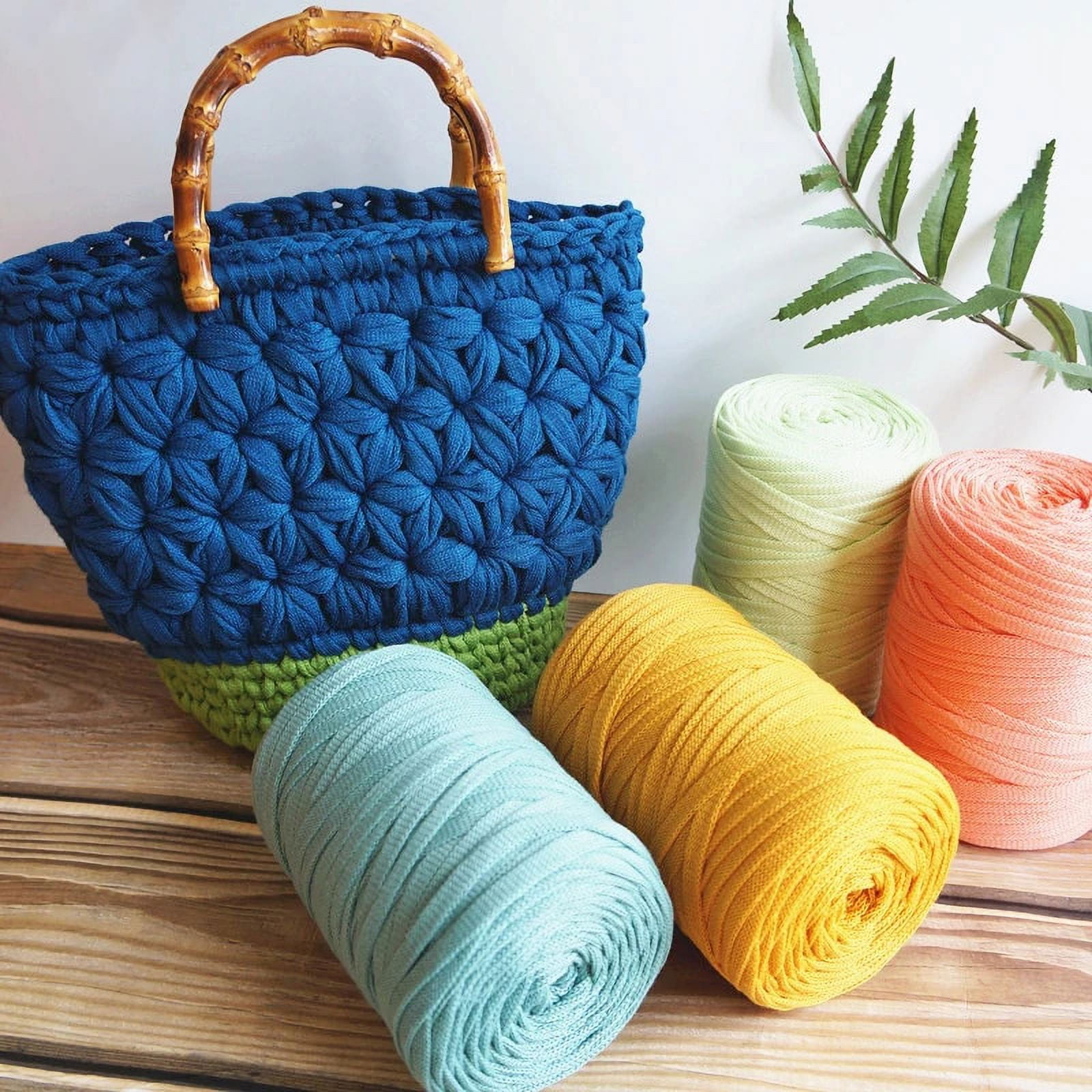 250g roll DIY Woven Bag Crochet Yarn 6mm Macaron Color Soft Thick Cloth for Hand Knitted Carpet Sofa Cushion Strip Women Handbag Walmart