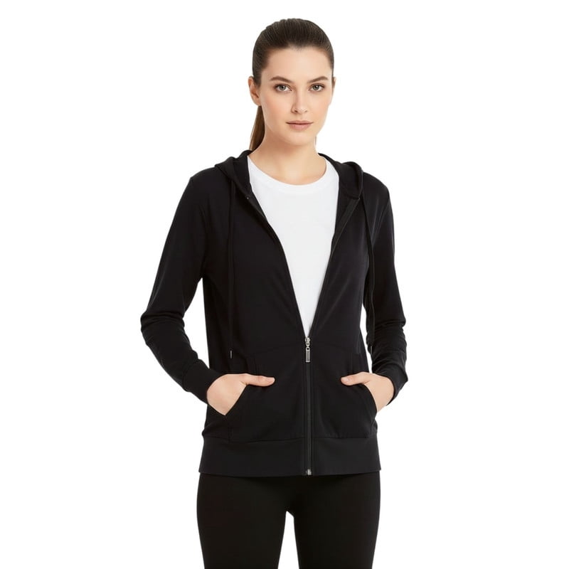 Women’s Lightweight Cotton Hoodie with Packets S-3XL Full Zip Cotton Blend Drawstring Zipper Hooded Sweatshirt Jacket Regular & Plus Size Casual Womenswear Activewear