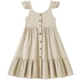 thumbnail image 6 of NAISIBABY Girls Pleated Dresses, Cute Swing Summer Casual Sleeveless Kids Party Princess Sundress Beige 5T, 6 of 6