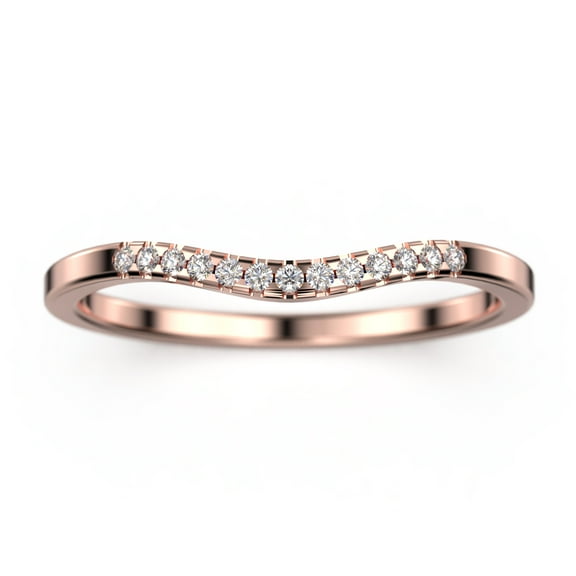 0.15ct Petite Curved Diamond Moissanite 18K Rose Gold Over Silver Wedding Band