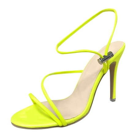 

Womens Sandals Fashion Spring And Summer Women Sandals Large Size Elastic Buckle Casual Style High Heels Women S Sandals Pu Yellow 40