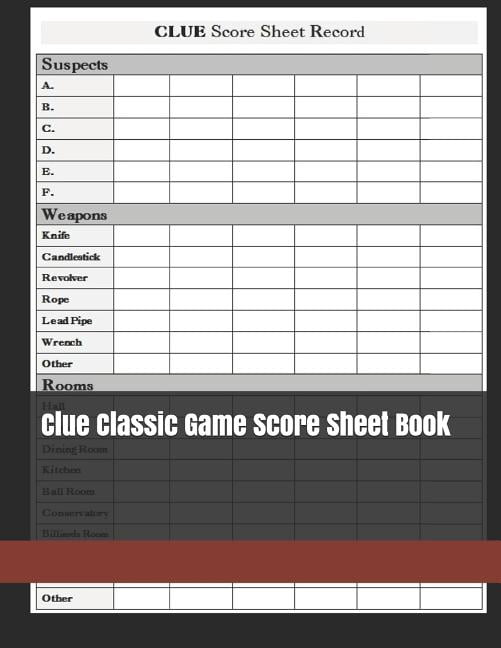 Clue Classic Game Score Sheet Book Clue Score Sheet Record Clue 
