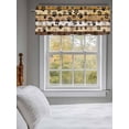 thumbnail image 3 of Brown Cat Paw Print Curtain Valances for Windows, Vintage Farmhouse Country Wooden Grain Kitchen Valance Window Treatment, Light Filtering Block Curtains for Bathroom/Bedroom/Living Room 54'' x 18'', 3 of 9