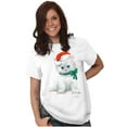 thumbnail image 3 of Christmas White Kitten Santa Hat Women's Graphic T Shirt Tees Brisco Brands S, 3 of 5