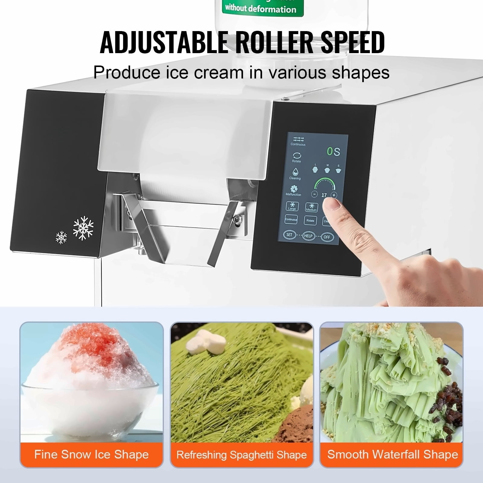 Commercial Ice Machine 507LBS/24H Stainless Steel Snowflake Ice Maker for Ice Cream & Drinks, Air-Cooled, 700W, Fast Cooling, Two 4L Baskets