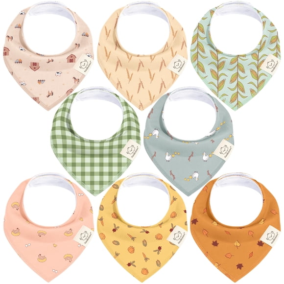 Baberos tipo bandana orgánicos para bebés KeaBabies, de algodón suave, paquete de 8
