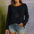 thumbnail image 4 of Early Fall Fashion, Comdrip Ladies' Fashionable Casual Regular Long Sleeved Round Neck Loose Solid Color Top T Shirt Fall Shirts for Women Black 3XL, 4 of 5