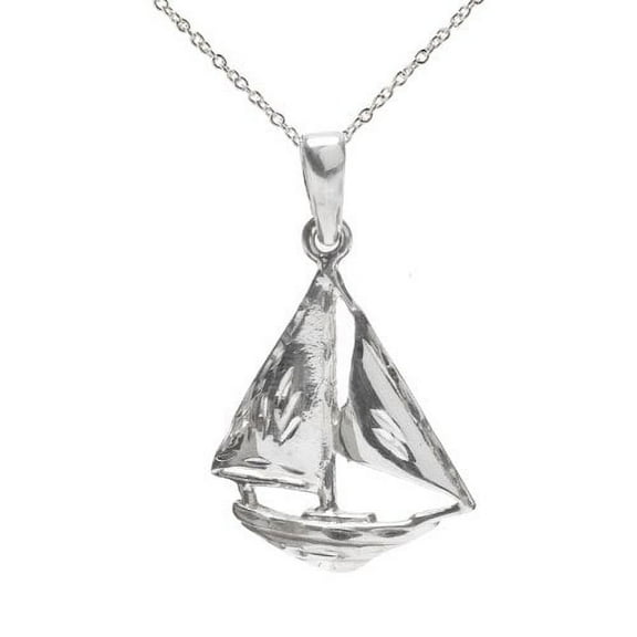 Sterling Silver Sailboat Pendant Necklace, 18"