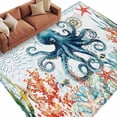 thumbnail image 2 of 5'x8' Area Rugs, Octopus Coastal Indoor Outdoor Area Rug for Living Room Bedroom, Summer Beach Ocean Coral Starfish Washable Bathroom Rugs Kitchen Floor Carpet Mats Home Decor Aesthetic, 2 of 8