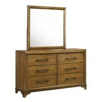 New Classic Furniture Talcott 2-Piece Wood Dresser and Mirror Set in Honey/Brown