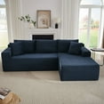 thumbnail image 6 of Miniyam L-Shaped Sectional Sofa with Deep Seat, No Assembly Required, Modular Couches Sleeper for Living Room, Bedroom, Apartment (Blue, Right Facing Chaise), 6 of 7