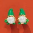 thumbnail image 3 of Ross-Simons 8-8.5mm Cultured Pearl and Multicolored Enamel Leprechaun Gnome Earrings in 18kt Gold Over Sterling, Women's, Adult, 3 of 5