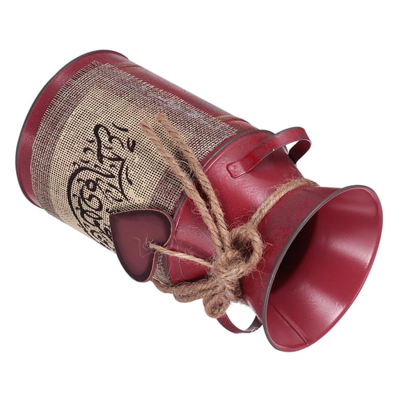 GETAJGHSD 1Pack Retro Iron Bucket Red Metal Flower Pot for Study Office Decoration Props