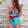 thumbnail image 6 of ZPAQI Womens Cut-out Bathing Suit Floral Print Swimwear One-Piece Swimsuit Beachwear, 6 of 14