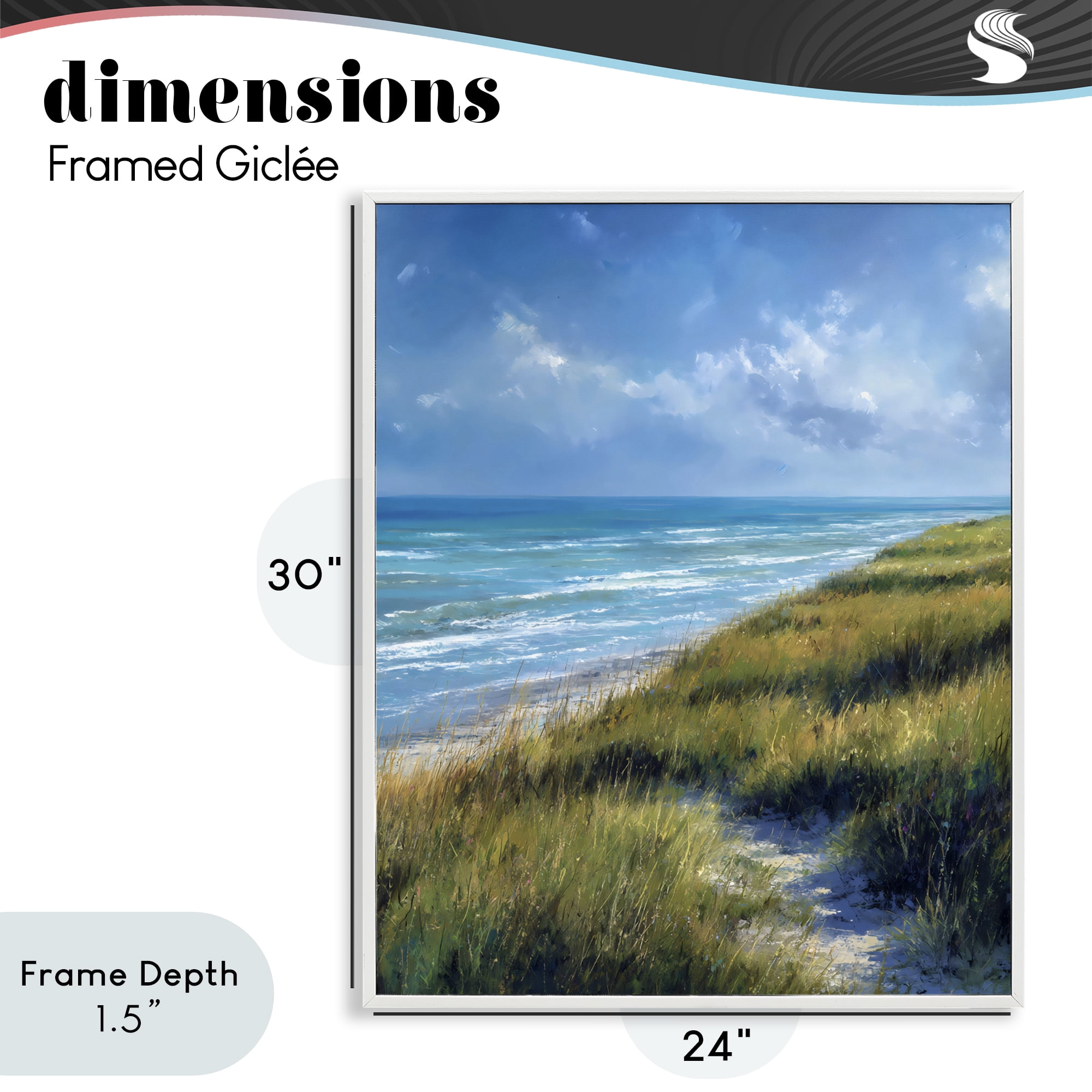 Stupell Industries Coastal Grass & Rolling Waves White Framed Giclee Art, design by Franklyn Gregory