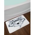 thumbnail image 2 of Tattoo Bath Mat, The Majestic Beast Creature Head of a Wild Wolf Tribal Tattoo Design Art Print, Non-Slip Plush Mat Bathroom Kitchen Laundry Room Decor, 29.5 X 17.5 Inches, White and Black, Ambesonne, 2 of 2