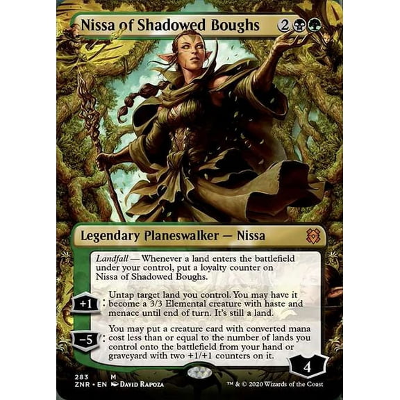 MtG Zendikar Rising Mythic Rare Nissa of Shadowed Boughs (FOIL Borderless) #283