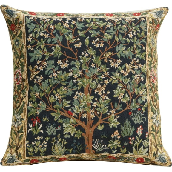 Ryan  Home Furnishings Throw Pillow Covers, Decorative Boho Pillow Covers for Couch, Living Room, Blue Tree Square Cushion Cases 18x18 in, for Cozy Bedroom Decor