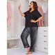thumbnail image 4 of Conjunto de top y pantalones de manga corta con estampado de leopardo de verano para mujer, 4 of 5