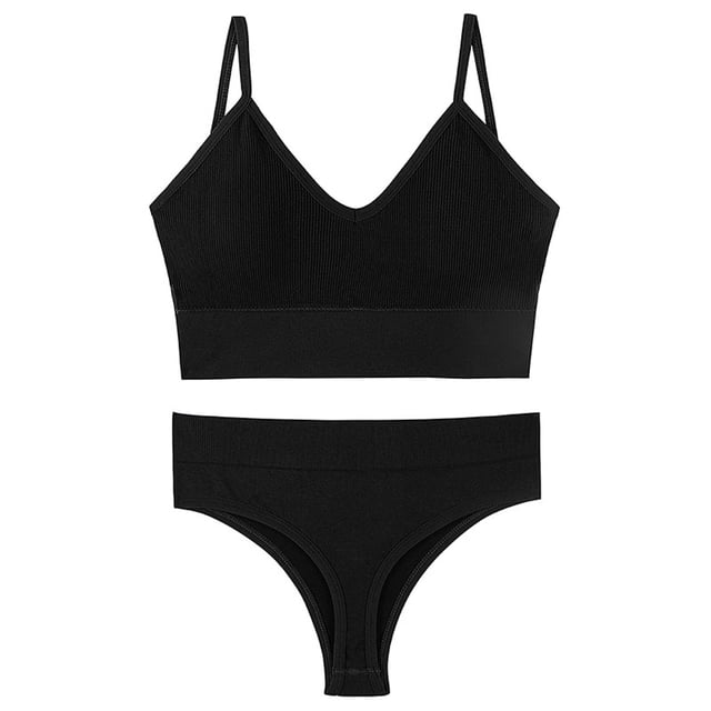 Ropa interior de color sólido para mujer, bragas, conjuntos de bragas de yoga cómodos, traje a juego para mujer