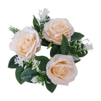 Leatfisat New Valentine'S Day Table Rose Candle Cup Candlestick Wreath Ring Decoration Party Wedding Decoration
