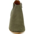 thumbnail image 4 of Soda Mug Natural Suede Western Faux Suede Low Chunky Block Heel Ankle Booties (Khaki Green, 7.5), 4 of 5