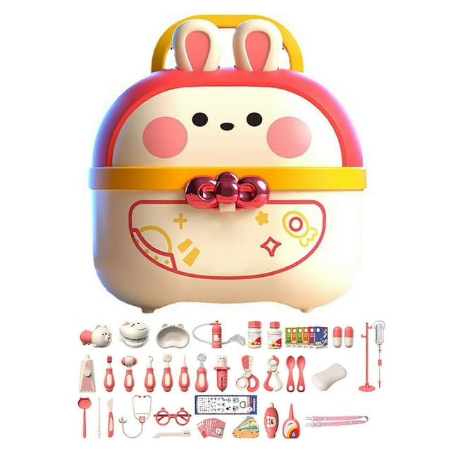 62 Piece Doctor Toys Set Role Playing Educational Hospital Playset with Cute Storage Case Syringe Stethoscope Red