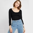 thumbnail image 7 of CYU SHOP White Long Sleeve Shirts for Women Plus Size Fall Long Sleeve Stretch Slim Round Neck Ribbed Basic Shirts(XX-Large，01 White）, 7 of 7