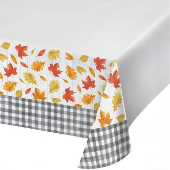 Autumn Falling Leaves Plastic Tablecloth