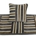 thumbnail image 2 of King / Queen / Twin Beige & Grey Decorative Full 68"x18" Bed Runner WITHOUT Pillow Cover, Patchwork Bed Scarf on Velvet fabric - Striation, 2 of 5