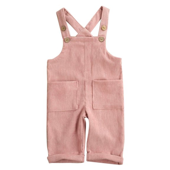 Izhansean Toddler Kids Baby Boy Girl Corduroy Romper Jumpsuit Bib Pants Overalls Clothes Pink 2-3 Years