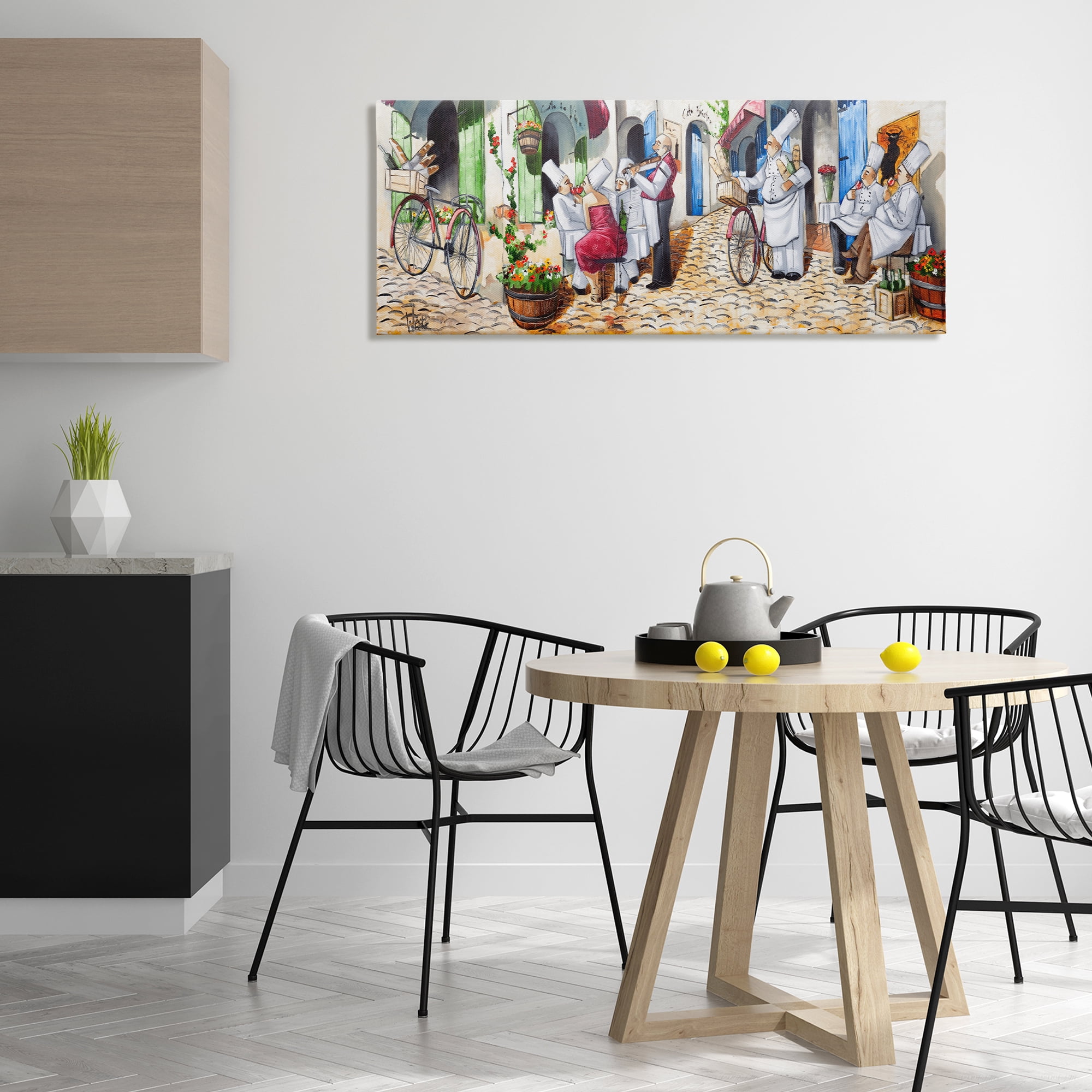 Stupell Industries Town Café Chefs Scenery Painting Gallery Wrapped Canvas Art Print Wall Art, 48 x 20