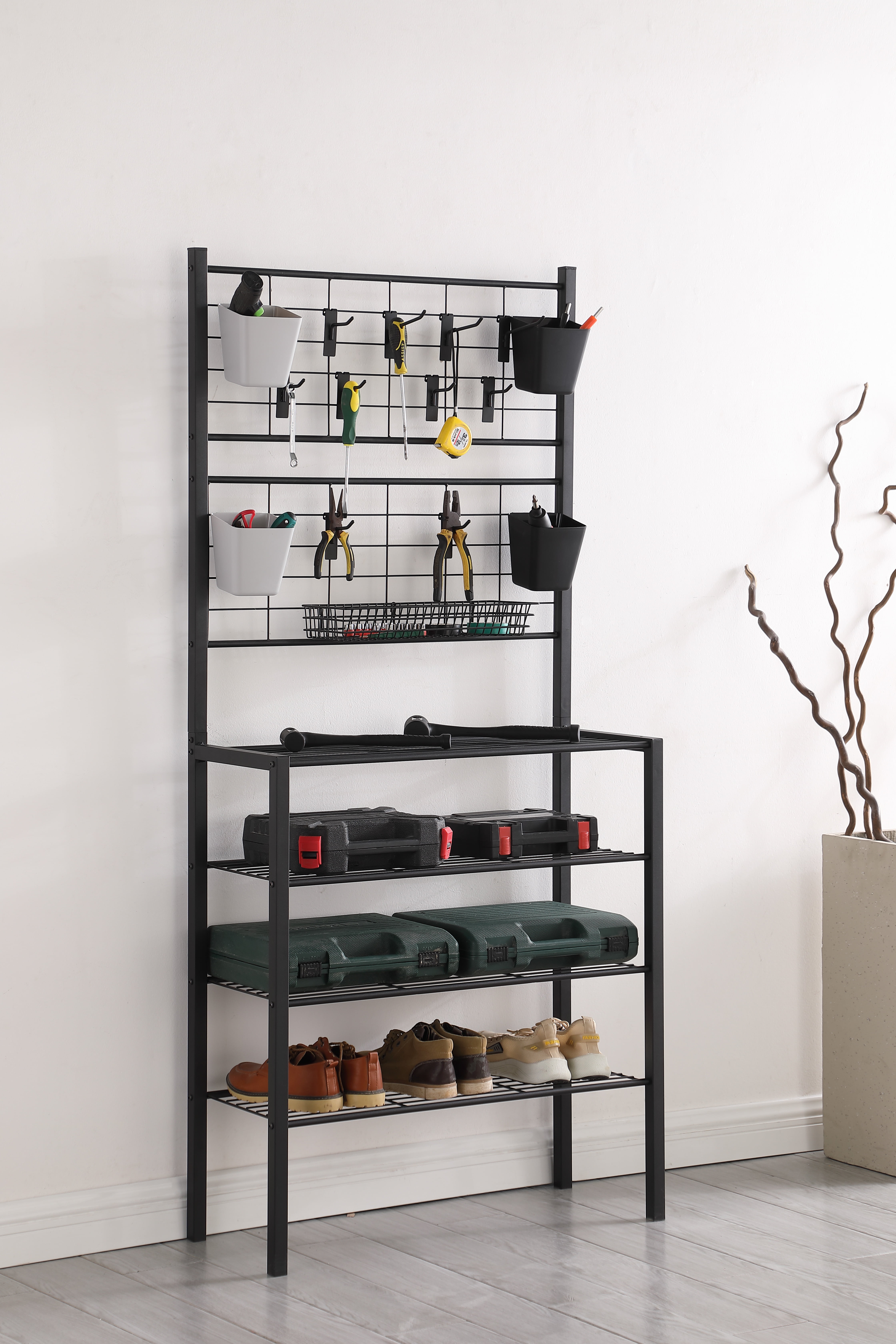 Proman Products Handyman Garage 4-Tier Storage Shelf Rack with Accessories for Garage, Kitchen, Home, Bathro0m, 30.5" W x 12" D x 66" H