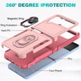 thumbnail image 2 of Heavy Duty Case for Samsung Galaxy Z Flip 4, Full Body Case with 360° Rotation Metal Ring Holder Kickstand Rugged Shockproof Anti-Scratch Case,Pink, 2 of 5