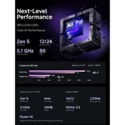 MINISFORUM AI X1 Pro-370 Mini PC AMD Ryzen AI 9 HX 370(12C/24T) 64GB DDR5 2TB SSD, HDMI|DP|2xUSB4 Output, 2xRJ45 Port, WiFi7, BT5.4 Desktop Computer