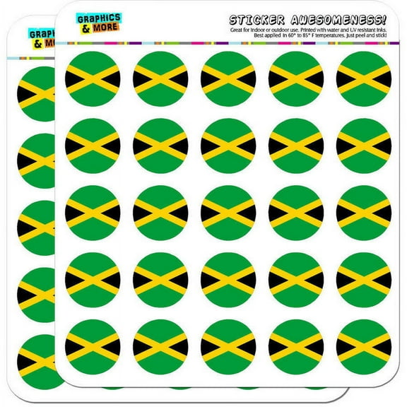 Jamaica National Country Flag 50 1" Planner Calendar Scrapbooking Crafting Stickers