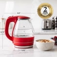 thumbnail image 6 of OVENTE 1.5L Glass Electric Kettle Water Boiler, Red KG83R, Fast Boiling, Borosilicate Glass, BPA-Free, Blue LED, Auto Shut-Off, Boil-Dry Protection, Removable Filter, 360° Base, 1100W, 6 of 8