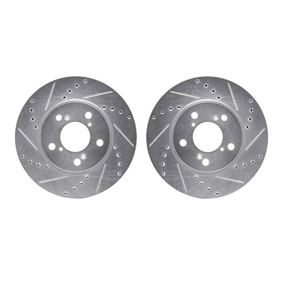 Dynamic Friction Company Front Brake Rotors-Drilled and Slotted-Silver 7002-59036
