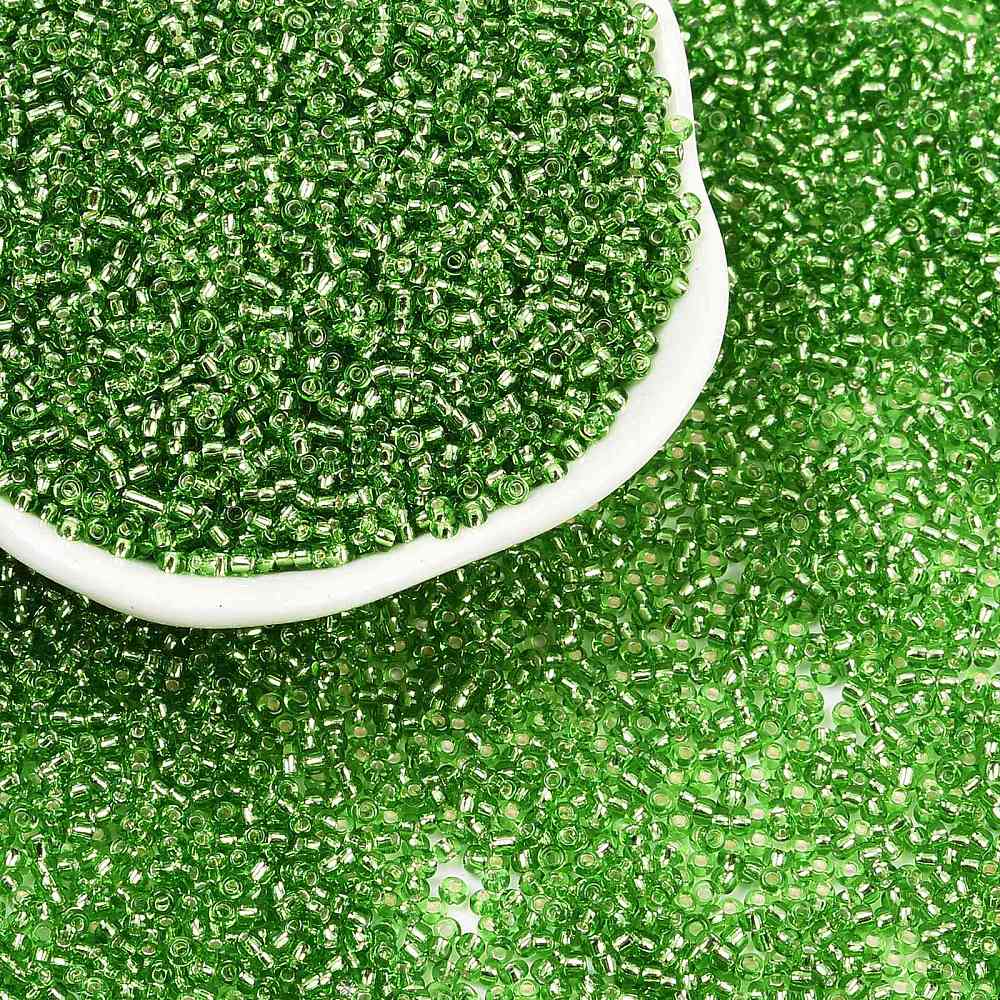 12/0 Grade A Round Glass Seed Beads Silver Lined Lime Green 12/0 2x1.5mm Hole: 0.3mm 30000pcs/bag