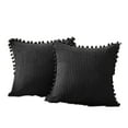 thumbnail image 1 of JUNWELL 2PC Decorative Throw Pillow Covers with Pom-poms 18 x18, Soft Corduroy Solid Square Cushion Cases Set for Couch Sofa Bedroom Car Living Room (18x18 Inch/45x45 cm), 1 of 5