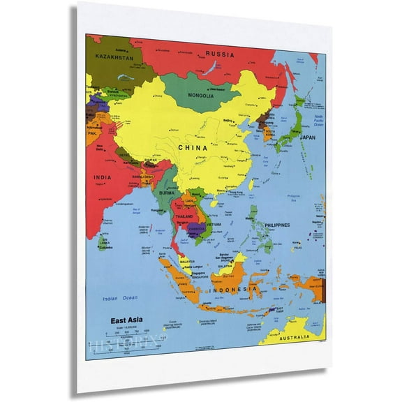 HISTORIX 2004 East Asia Map Poster Wall Art Print, 18 x 24 Inch